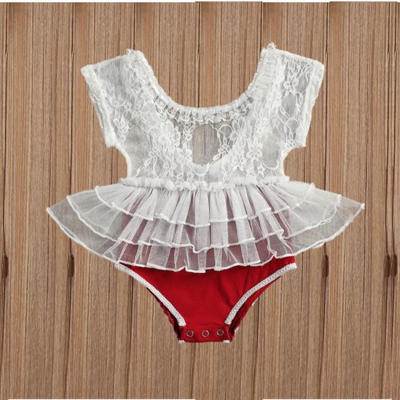 Newborn Lace Floral Spring Easter Girl Outfit Clothes Dress Photoshoot Romper - Picture 2 of 6